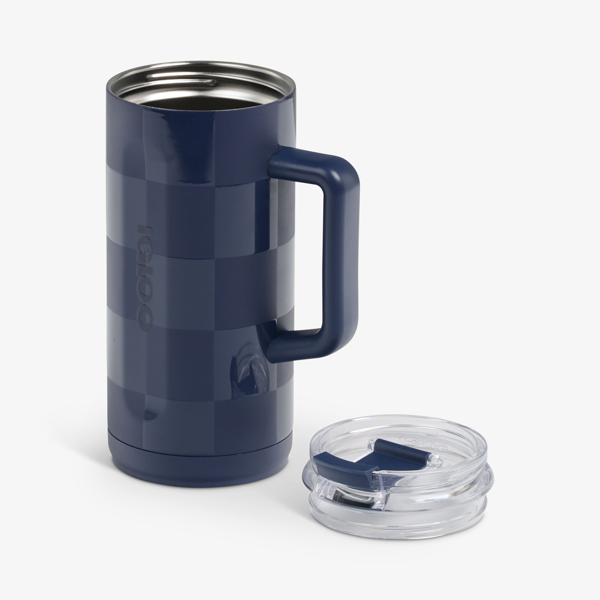 1L Beer Mug L7 - Navy Check - Open View